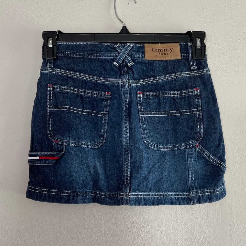 Vintage Tommy Jeans mini denim carpenter skirt size 3 - Picture 2 of 3